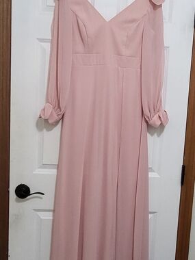 Ever Pretty Dusty Pink Long Sleeve V-Neck Maxi Dress